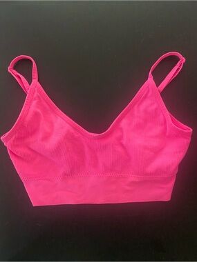 Hot Pink Ribbed Sports Bra Bralette Size Large